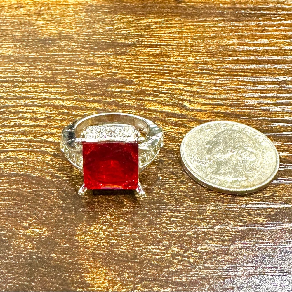 Princess Cut Large Simulated Ruby Crystal Accents… - image 3